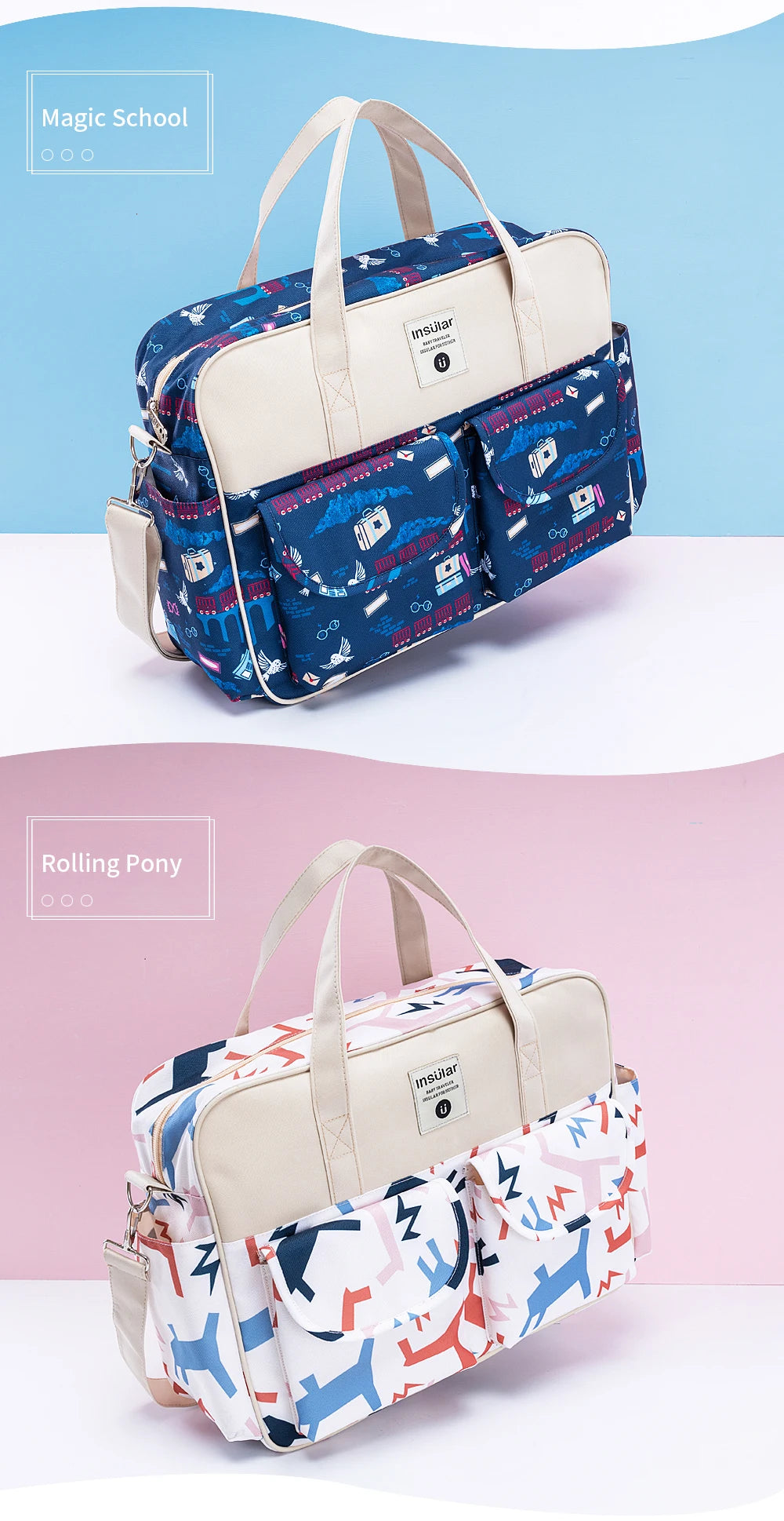 Insular Diaper Bag One Shoulder Baby Bag Women Travel Handbag for Baby Nursing Mummy Maternity Printed Nappy Bag