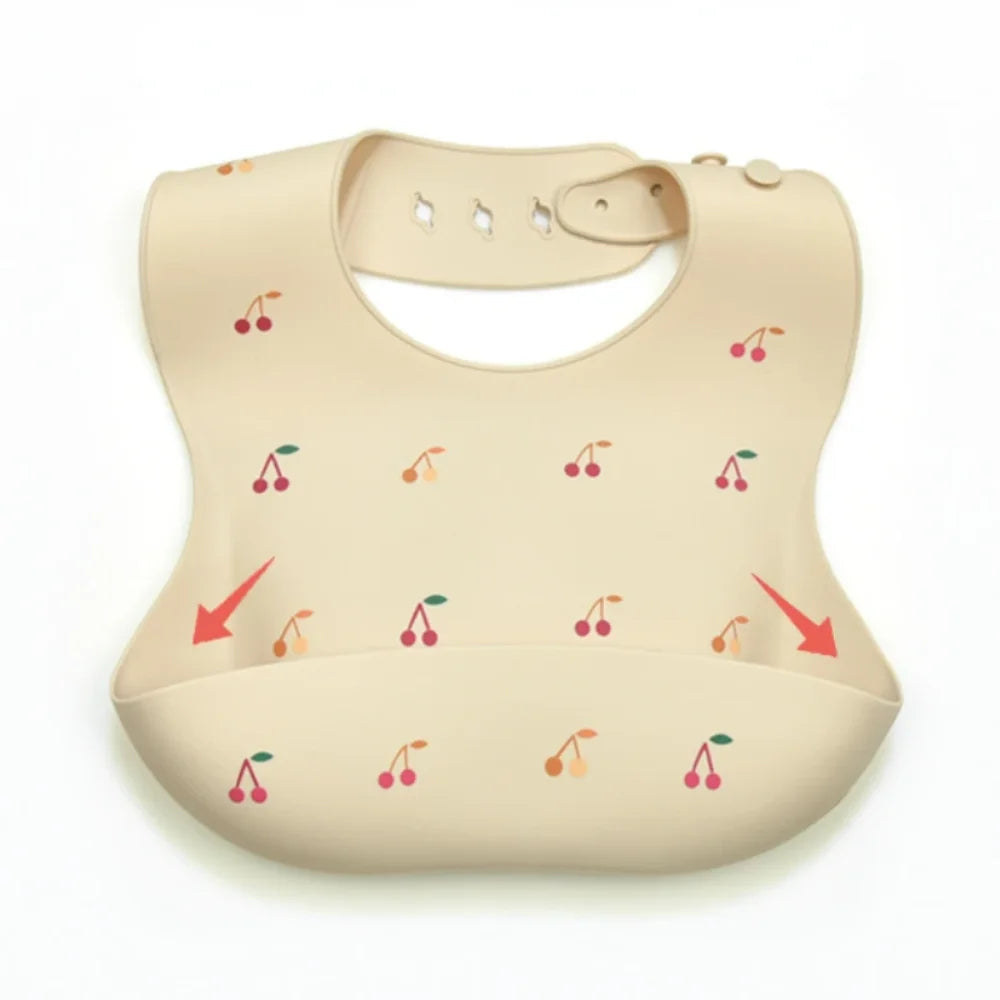 New Baby Bibs BPA Free Waterproof Soft Silicone Saliva Solid Dripping Bib Cartoon Print Adjustable Lunch Aprons Baby Accessories