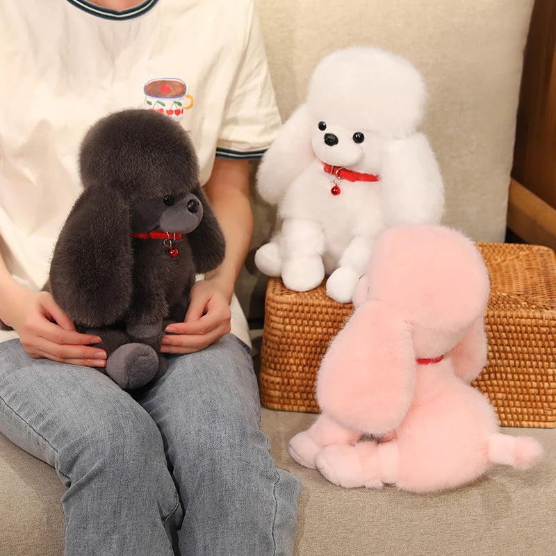 Hot Simulation Color Small Bell Poodle Plush Toys Doll Stuffed Soft Animal Fluffly Curly Hair Dog Lifelike Puppy For Kids Gifts