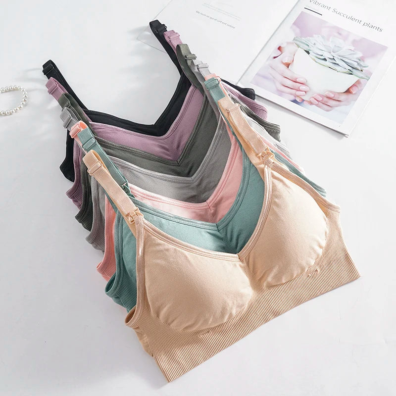 Plus Size Wireless Maternity Bra Front Open Gather Together Prevent Sagging Seamless 3D Breathable Comfortable Breastfeeding Bra