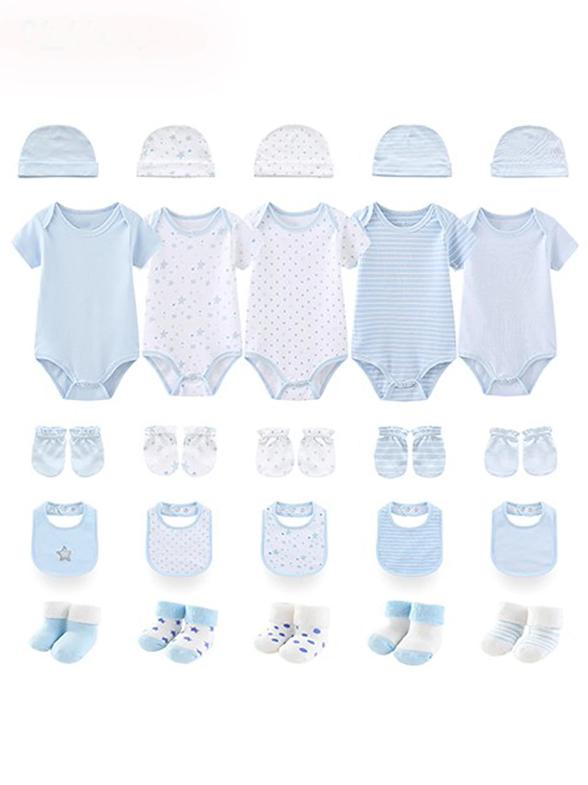 Infant Clothing Set 25Pcs 0-12 Months Bodysuits Hats Gloves Bibs Socks Unisex Baby Clothes Kit