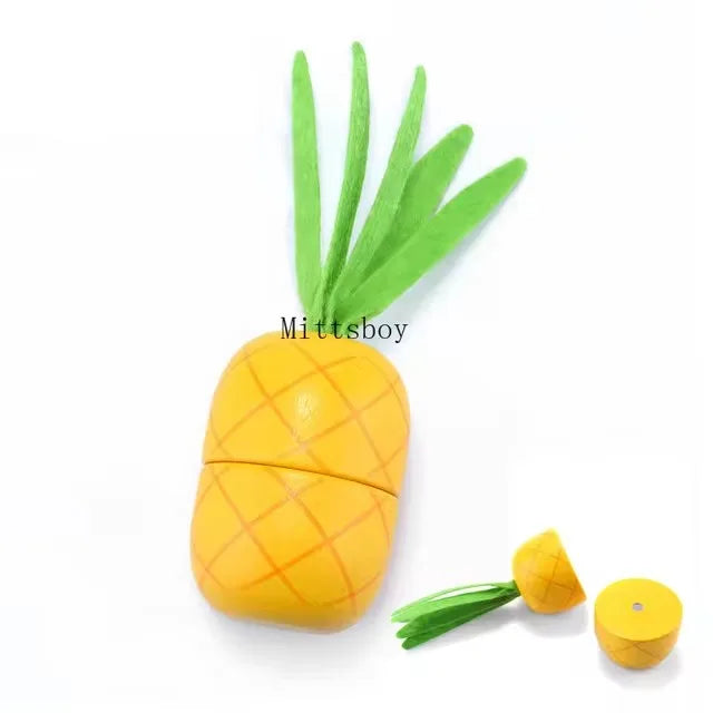Simulation Magnetic Montessori Fruit Sesele House Lemon Grape Apple Durian Seasoning Baking Toy Wooden Educational Toys For Gift