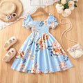 Girls Heart Print Puff Sleeve Dress – Summer Bow Princess Dress for Kids Ages 2-8, Cute Toddler Party & Daily Wear