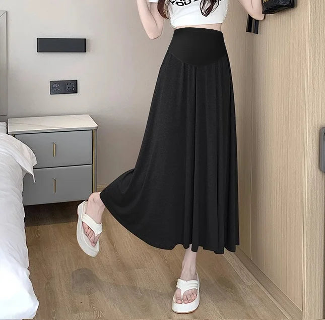 Korean Style Summer Pregnancy Belly Trousers Thin High Waist Wide Leg Floor-length Fashion Maternity Modal Pants Casual Trousers