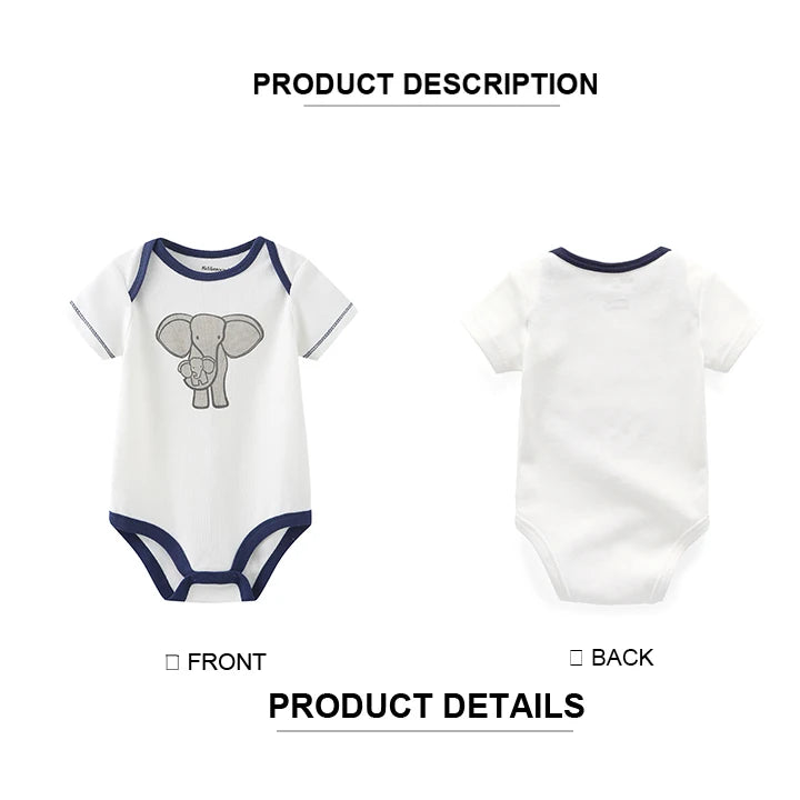Kiddiezoom 3 Pcs /Lot Summer Cartoon Newborn Unisex Baby Boy Girl Bodysuits Soft Baby Onesies 100%cotton Baby Clothes