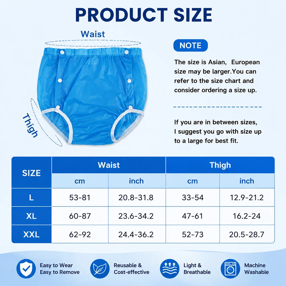 4pcs Washable Reusable Cloth Diapers Comfortable Soft Noiseless Leak-Proof Incontinence Brief Covers for Day And Night Use