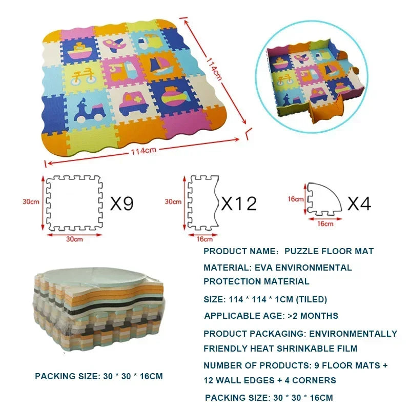 Eva Foam Baby Play Mat 25-Piece Set 30x30cm Puzzle Floor Mat Educational Toy For Nursery