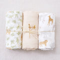 Elinfant 3PCS Bamboo Cotton Muslin Swaddle Blanket Newborn Swaddle Wrap Soft Cozy Nursing Cover Baby Quilt Swaddle Blankets