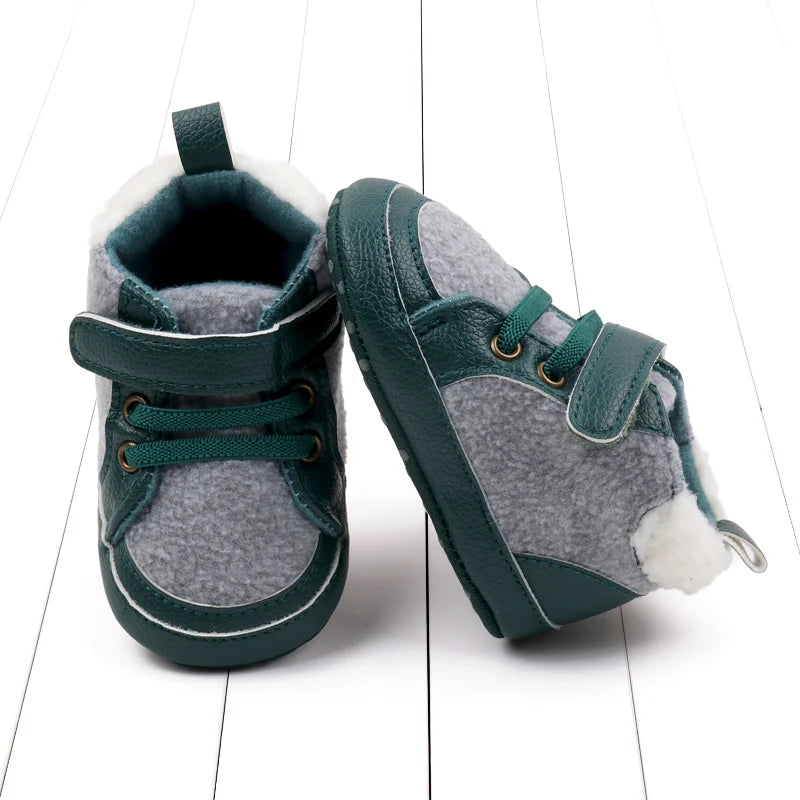 2025 Year New High-Top Trendy Fuzzy Shoes With Soft Rubber Sole Baby Shoes Baby Size Shoes Toddler Shoes Casual Walking Shoes