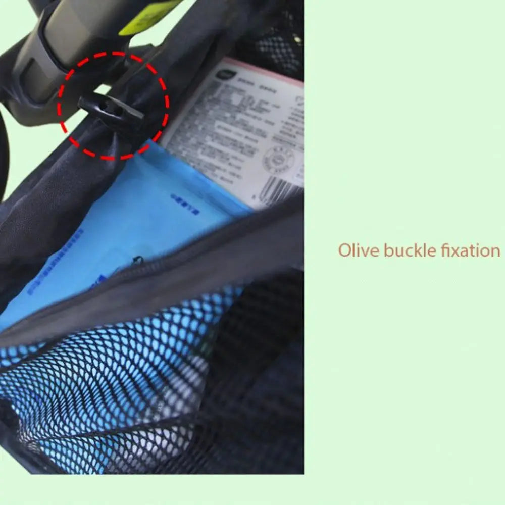 Mesh Baby Stroller Net Pocket Large Capacity Solid Color Baby Pram Organizer Pram Buggy Triangle Bag Hanging Carriage Bag