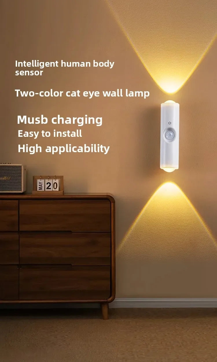 LED Night Lights Double-head Sunset Wall Lamp Motion Sensor RGB Ambient Light Magnetic USB Rechargeable Party Corridor Closets