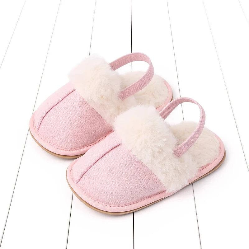 Winter and Autumn Baby Girl Boy Cotton Mop TPR Sole Anti Slip Solid Three Colors Warm Newborn Toddler Shoes First Walkers BC2345