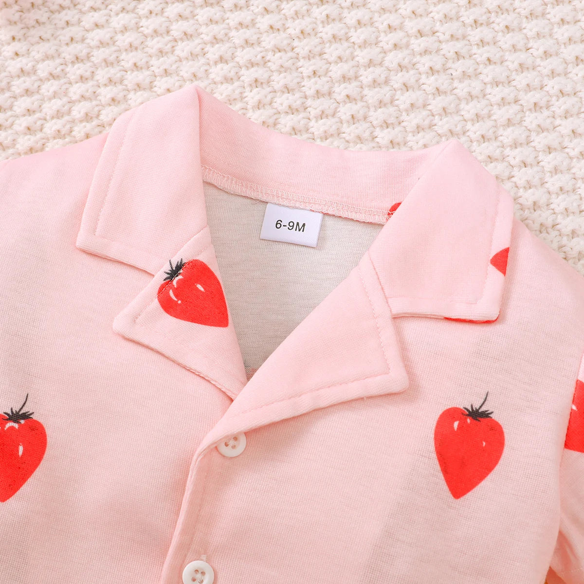 Children's Girls' Cartoon Pajamas Teddy Bear Strawberry print Short sleeved+Shorts 2Pcs/Set 0-3 Years old Cute Baby Girl Pajamas
