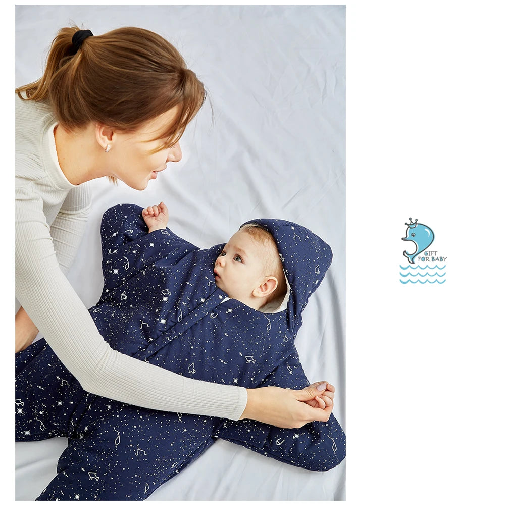 INSULAR Baby Starfish Sleeping Bags Infant Warm Sleep Sacks Kids Cotton Swaddle Blanket Separated Sleeves Legs Winter 0-8 Months