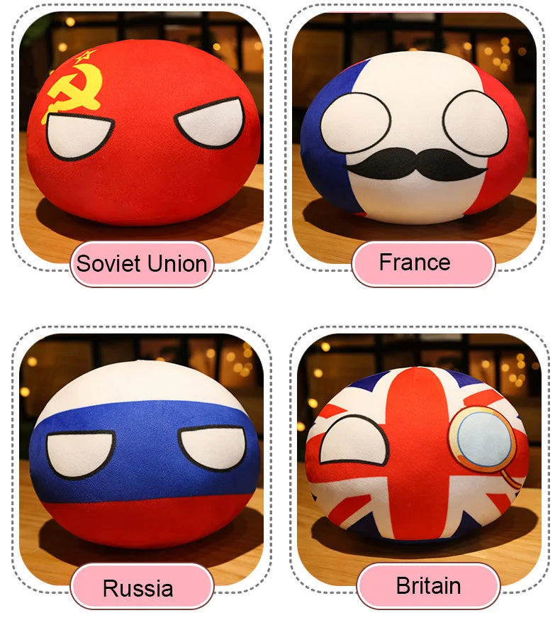 Hot  10/30/50cm Polandball Country Ball Toy Plush Pendant Plush Doll Countryball Ussr Usa France Russia Uk Japan Germany  Italy