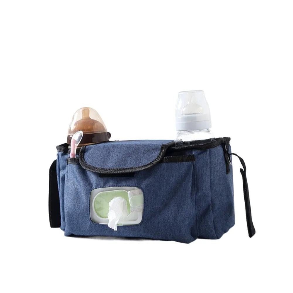 Stroller Storage Bag Large Capacity Waterproof Wet Wipe Holder With Multiple Pockets 30x16x10cm