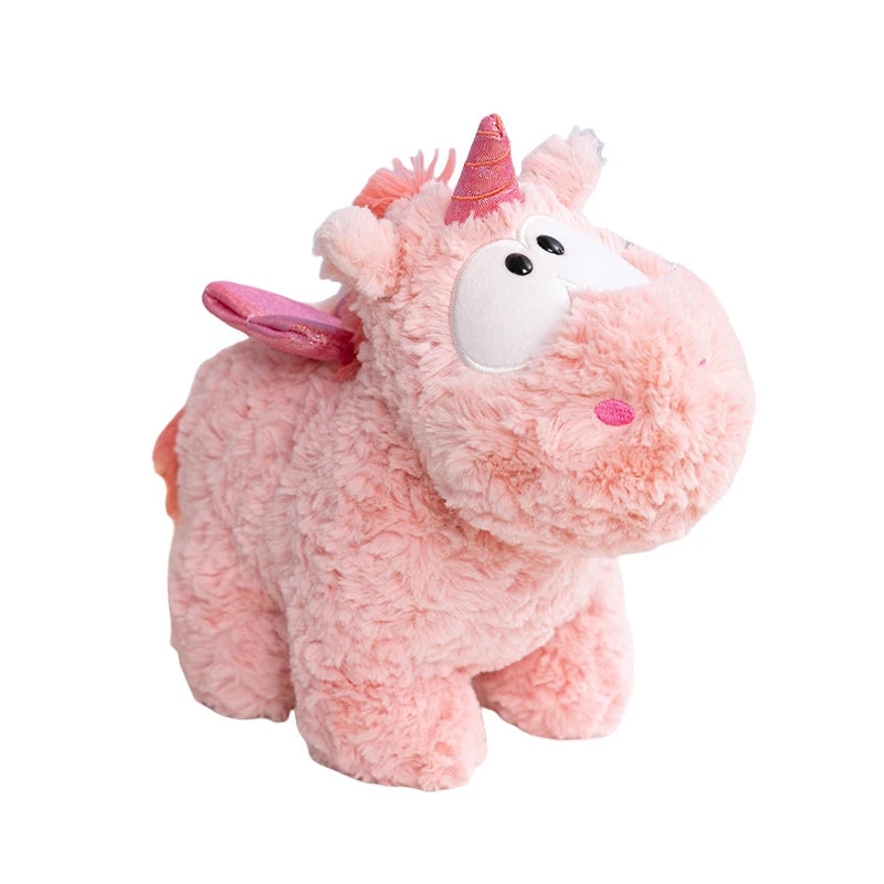 Hot Soft Fluffy Pink Unicorn Plush Toy Cute Stuffed Animal Doll with Shiny Wings Kawaii Unicorn Plushie Big Eyes Unicorn Pillow