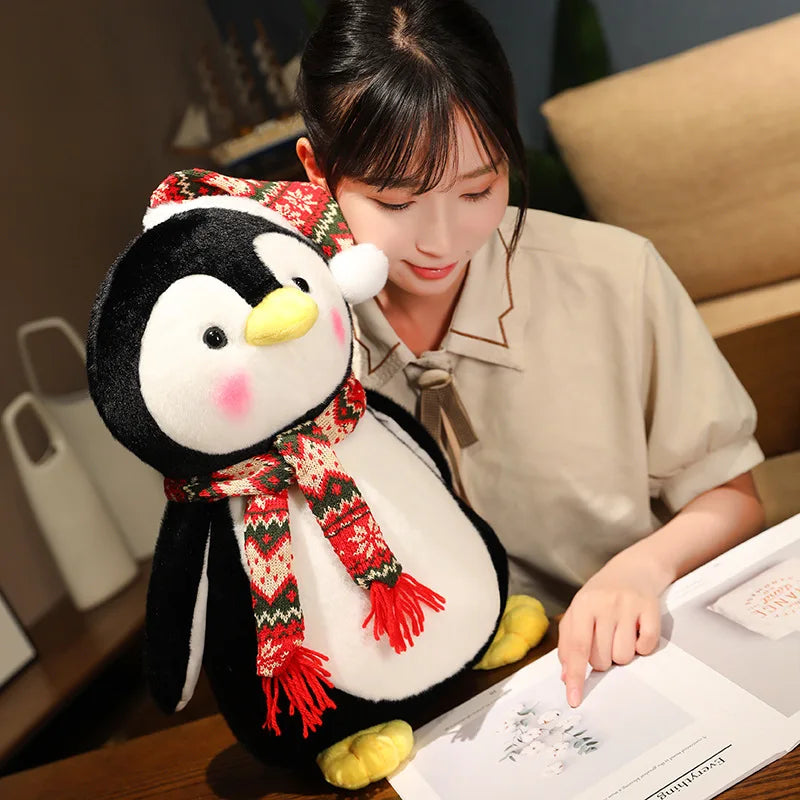 Cute Penguin Wear Christmas Hat Plush Toys Kawaii Soft Stuffed Animals Plushies Doll Christmas Party Decor Children Xmas Gift