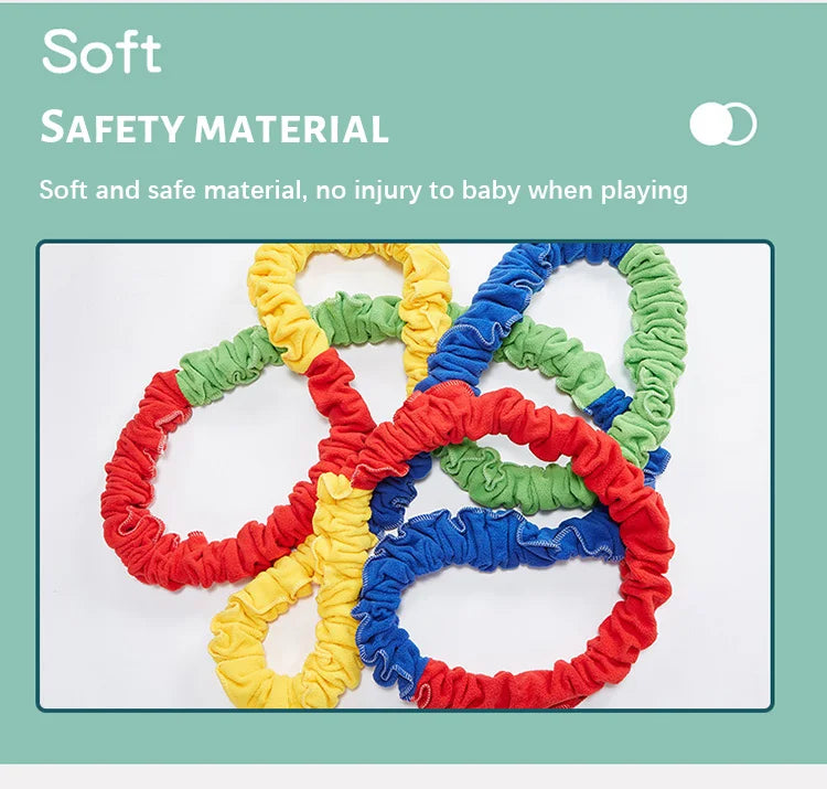 Elastic Rainbow Rope Stretchy Band Running Pull Circle Outdoor Team Sports Kindergarten Physical Training Equipment Outdoor Toy
