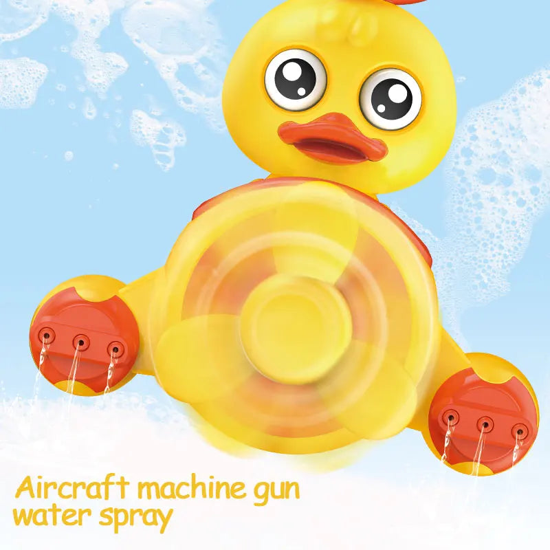 Baby Bath Toys with Suction Cups,Airplane Duck Design,Rotating Water Wheel,Bathtub Play Toys For Kids Age 1-3