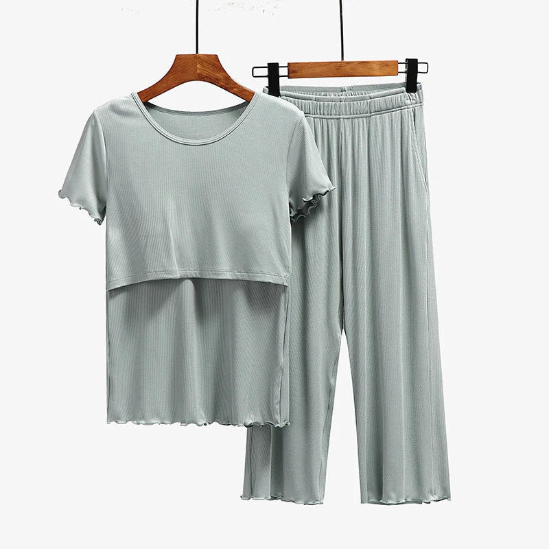 Maternity Clothes set Nursing Sleepwear Breastfeeding Nightwear Pregnant Women Pregnancy Breast Feeding Pajamas Tracksuit Suits