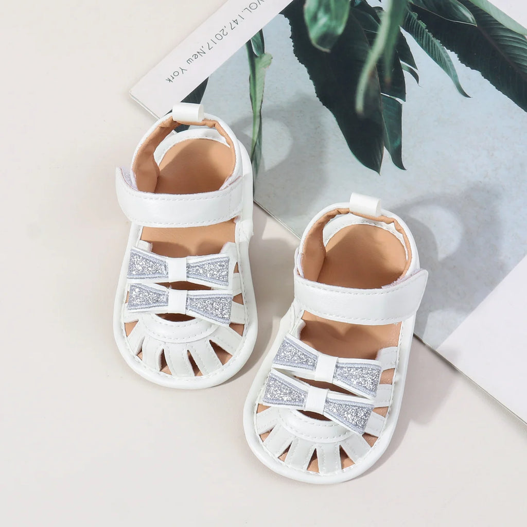 2025 Spring And Autumn Baby Girls First Walking Indoor Outdoor Toddler Shoes For 0-18M Baby Princess Sandal PU Leather TPR Sole