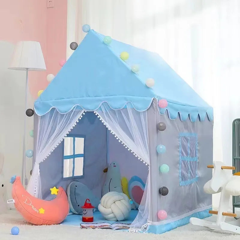 Large  Children Toy Tent 1.35M Wigwam Folding Kids Tents Tipi Baby Play House Girls Pink Princess Castle Child Room Decor