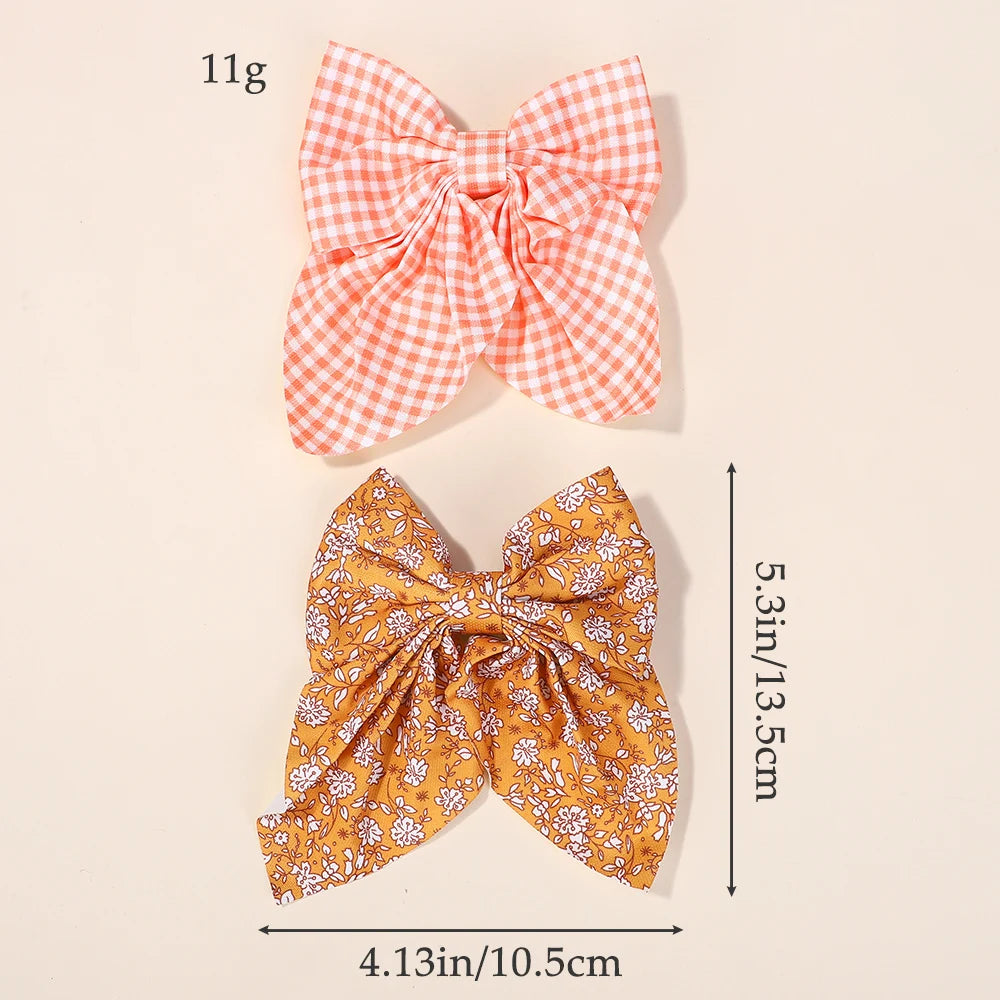 10Pcs Random bows hairgripes for women printe cheer up bowknot ribbon hairclips girls ponytail hair claw clips