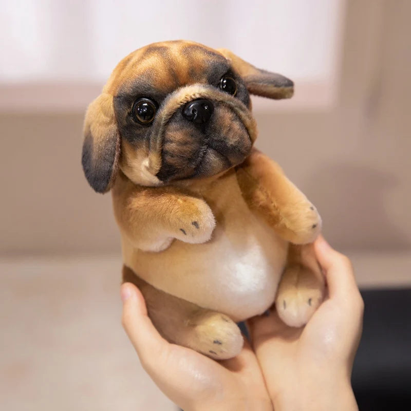 Realistic Sitting Poodle Pug Puppy Plush Toy Stuffed Doggy Cute Fluffy Pet for Room Decor Children's Birthday Gift