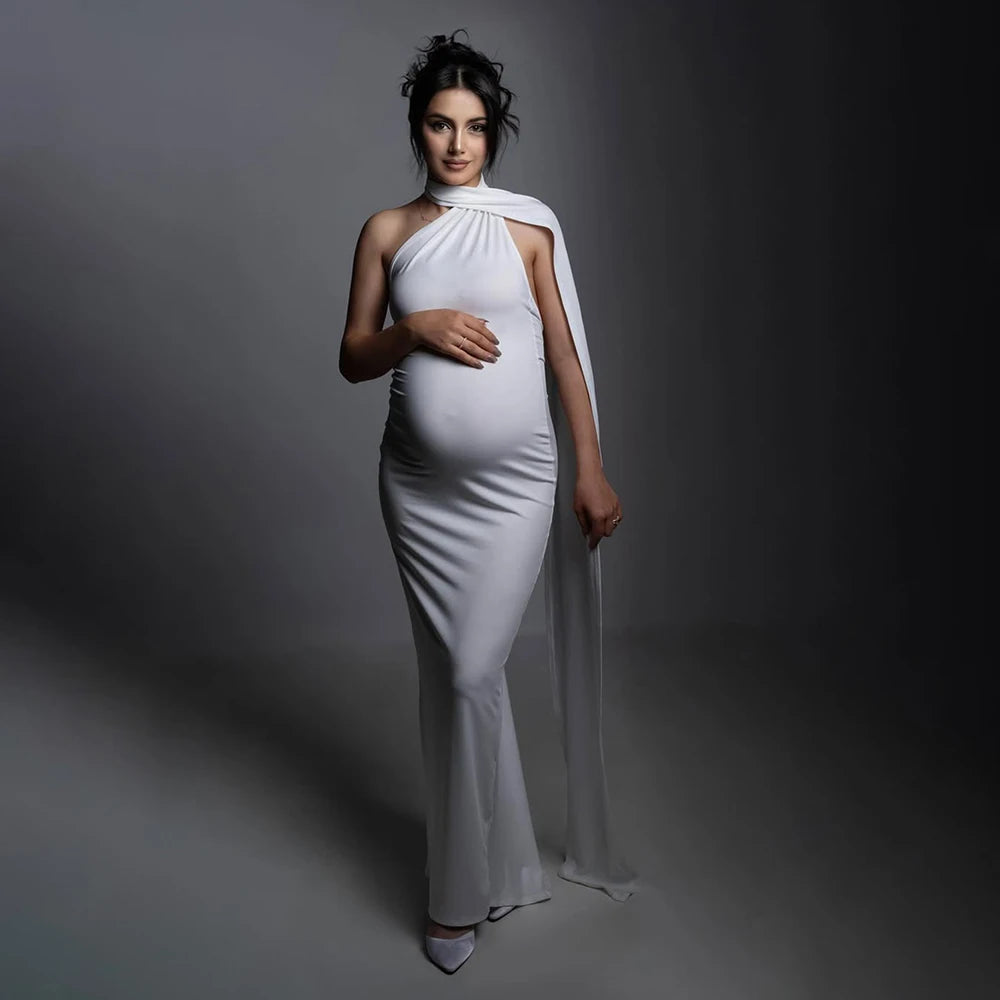Maternity Backless Sexy Bodycon Sleeveless Long Dress Formal Pregnant Women Gown for Photoshoot Baby Shower