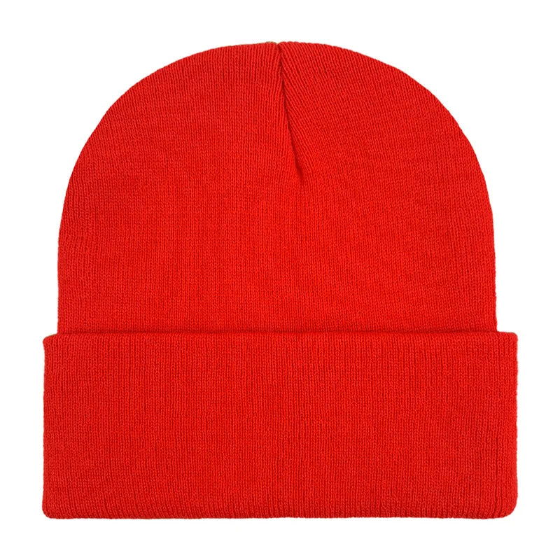 Knitted Hat For Men And Women Warm Beanie Model M01 Solid Color Rolled Edge