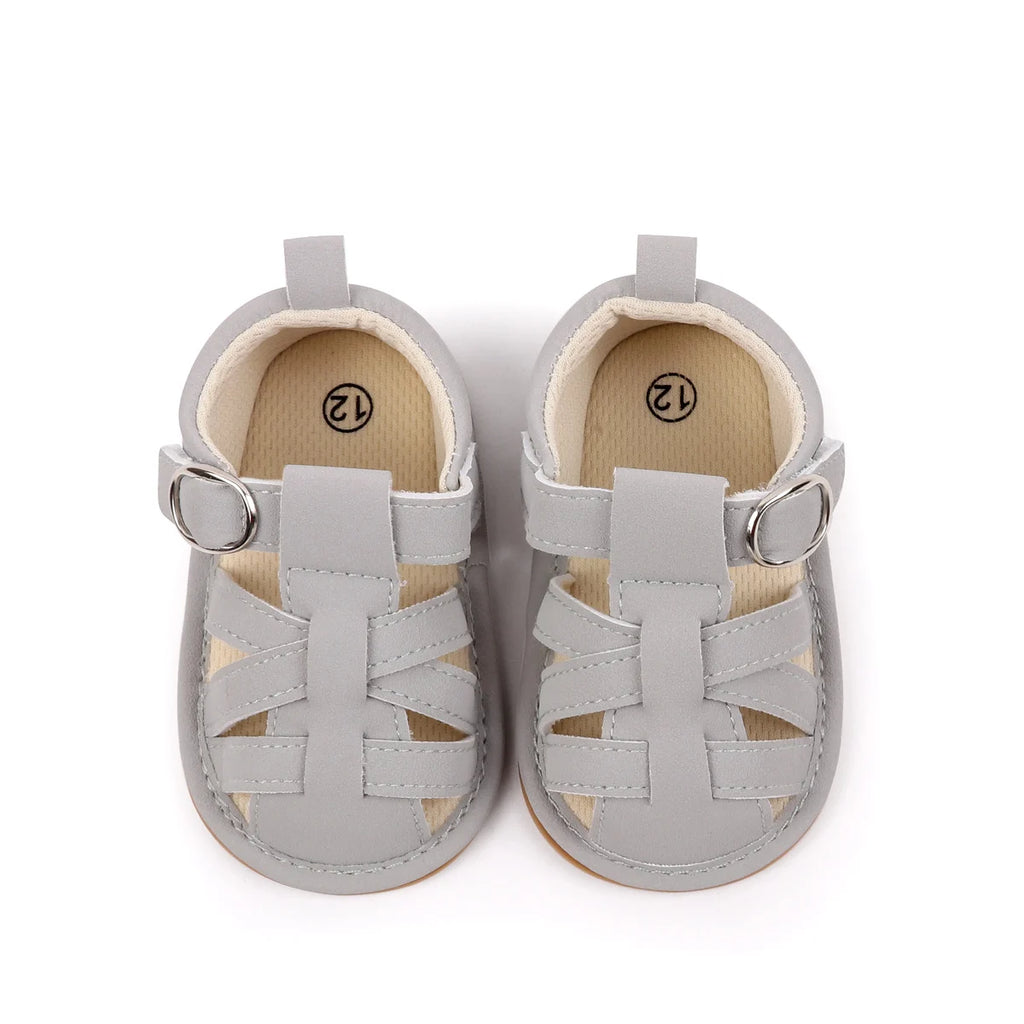 Cross Strap Hook and Loop Baby Walking Sandals Summer Lightweight Breathable Rubber Sole Newborn Casual Footwear For 0-18 Months