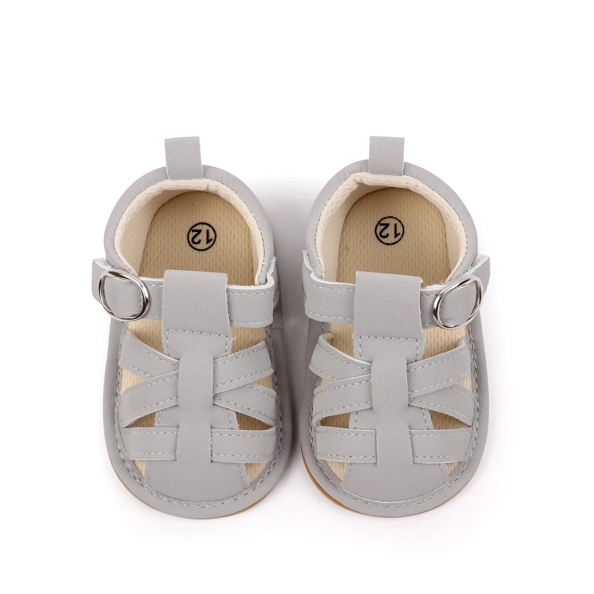 Cross Strap Hook and Loop Baby Walking Sandals Summer Lightweight Breathable Rubber Sole Newborn Casual Footwear For 0-18 Months