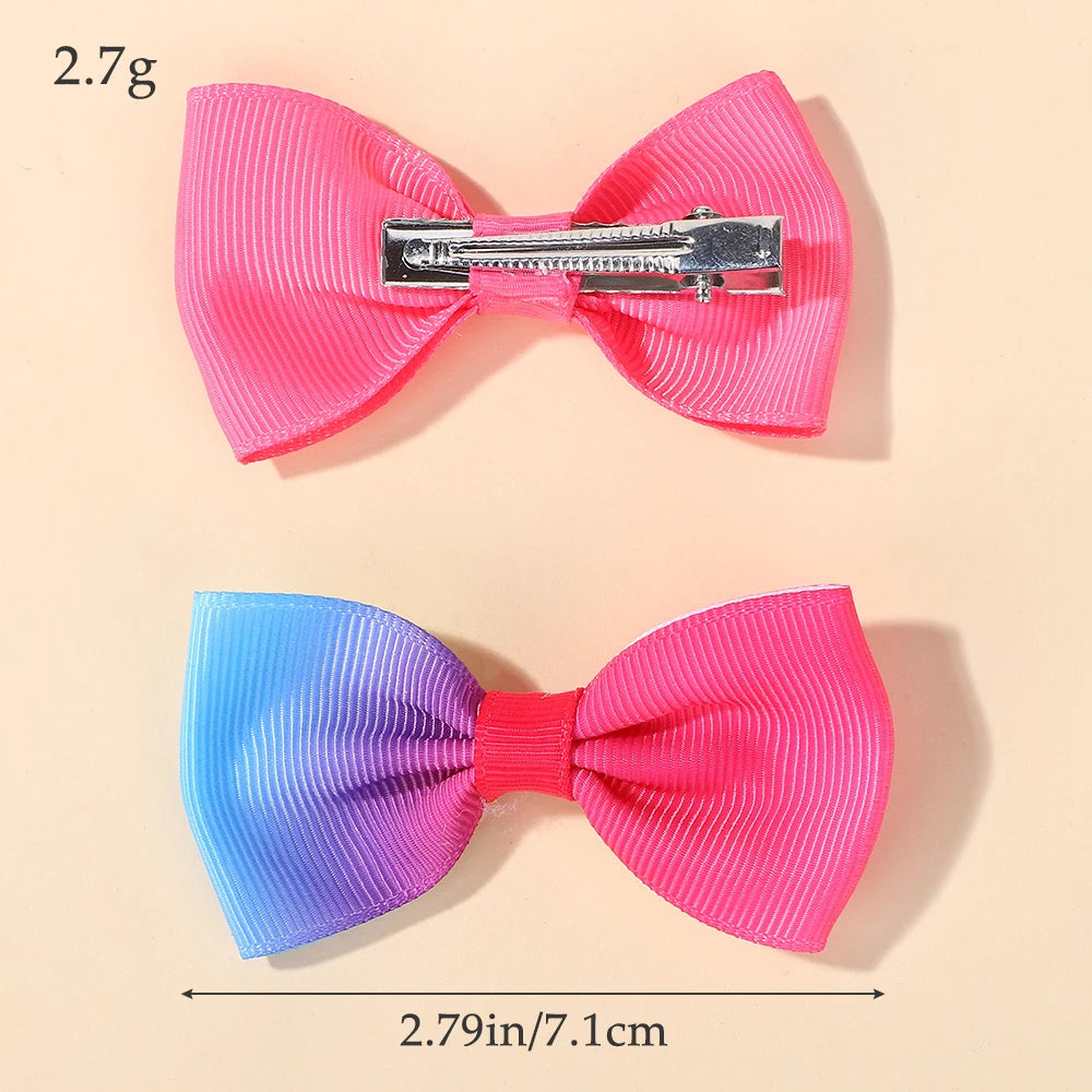 20Pcs cute baby bows hair clips for girls hair bangs lovely printing ribbon hairgripes kids casual party dress up headwear