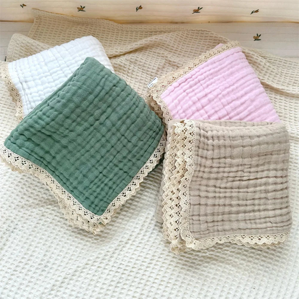 Newborn Baby Bath Towel 6 Layer Gauze Muslin Swaddle Cotton Receive Blankets Swaddling Wrap Lace Langer New Born Diapers Bedding