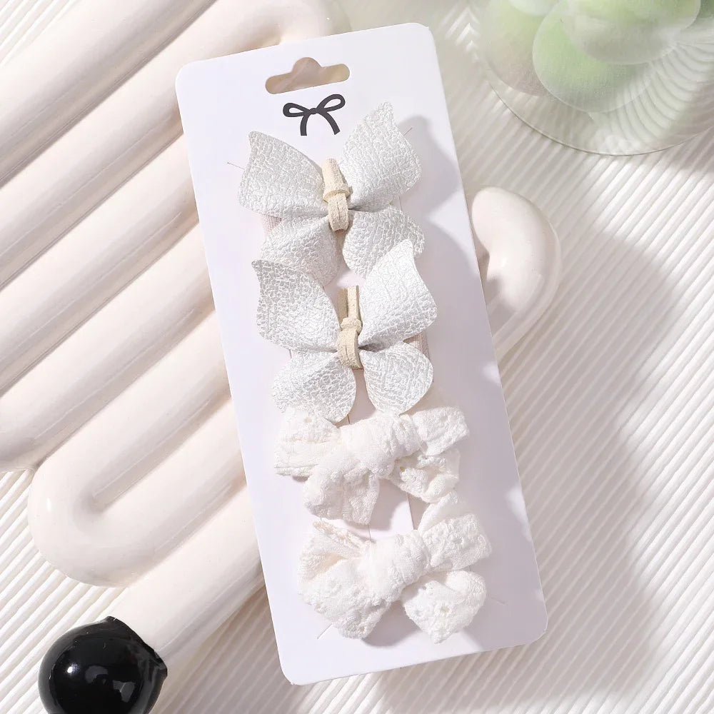 Baby Girls Hair Clips 4Pcs Set Handmade Crochet Butterfly Alloy Hairpins Headwear
