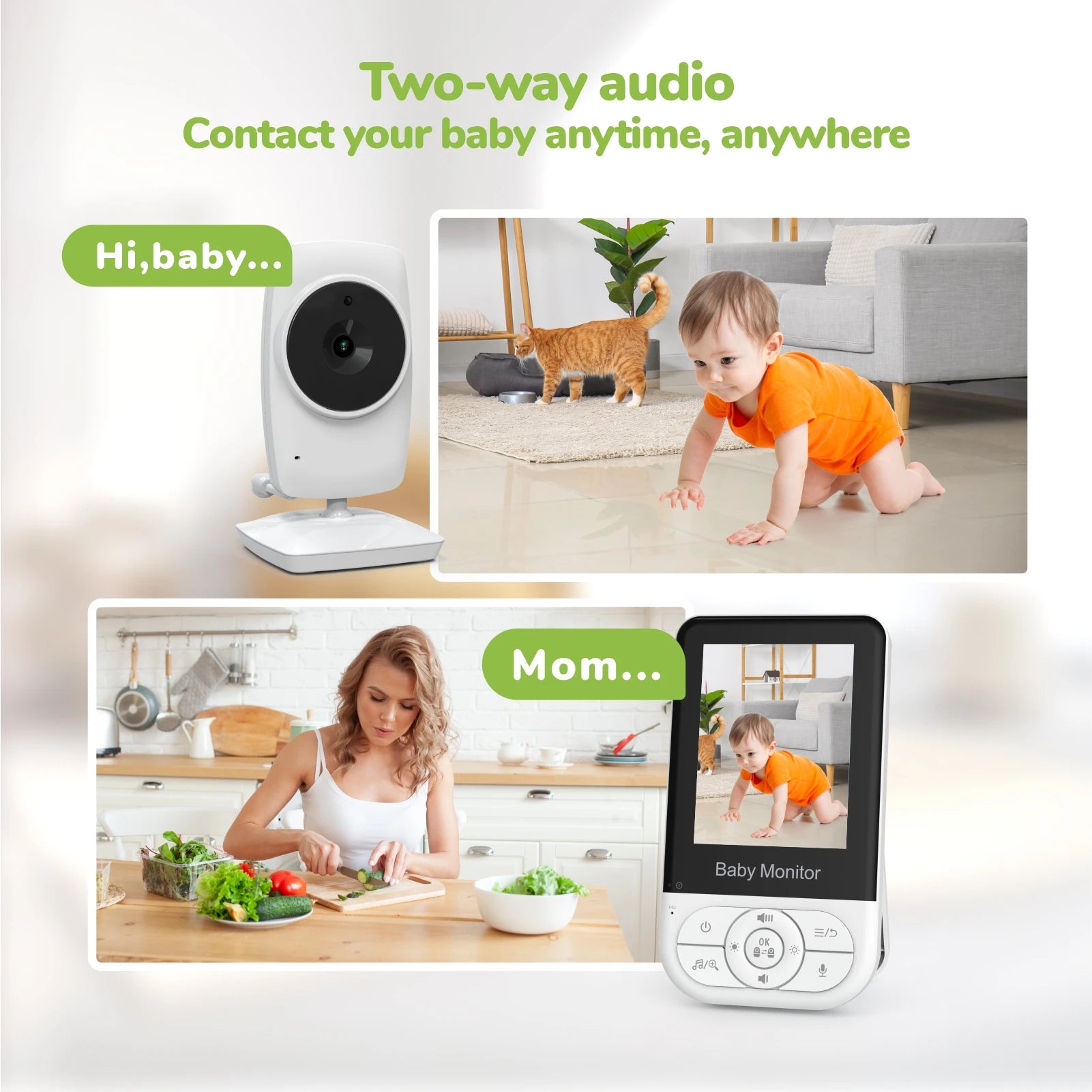 2.8inch 720P Baby Monitor with Camera  2.4G NO WIFI 30 Hours Two-way Communication Night Vision Video Baby Monitor
