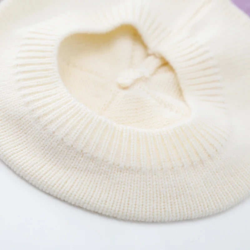 Baby Hat Autumn Winter Style Infant Beret Baby Toddler Wool Hat Fashionable Versatile Girl Knitted Painter Hat Trendy