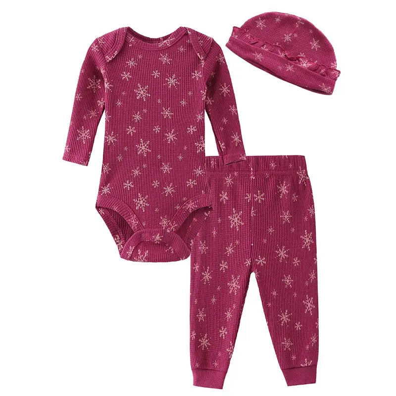 Kiddiezoom Cotton Newborn Unisex Bodysuit Set With Pants And Hat NB01 Infant Clothes