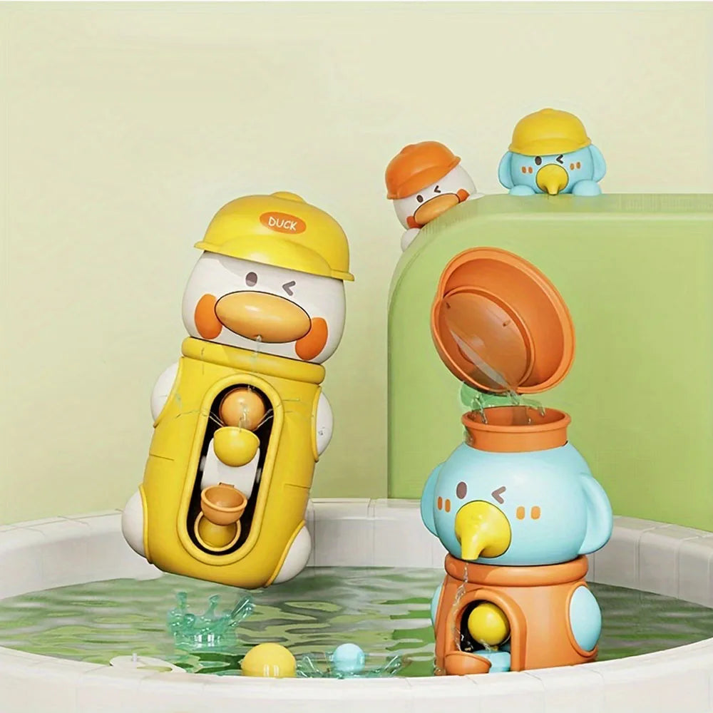 Cute Duck&Elephant Shower Bath Toys Water Play Spinner with Suction Cup Waterwheel Bathroom&swimming Pool Games for Kids Holiday