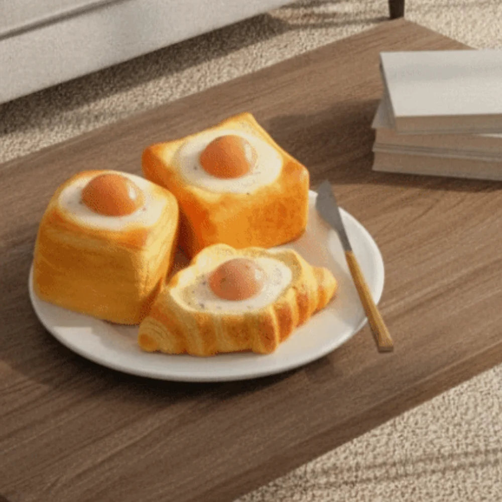 Simulated Simulated Egg Toast Squeeze Toy Prank Decoration Oversized Bread Squishy Toy Slow Rising Realistic