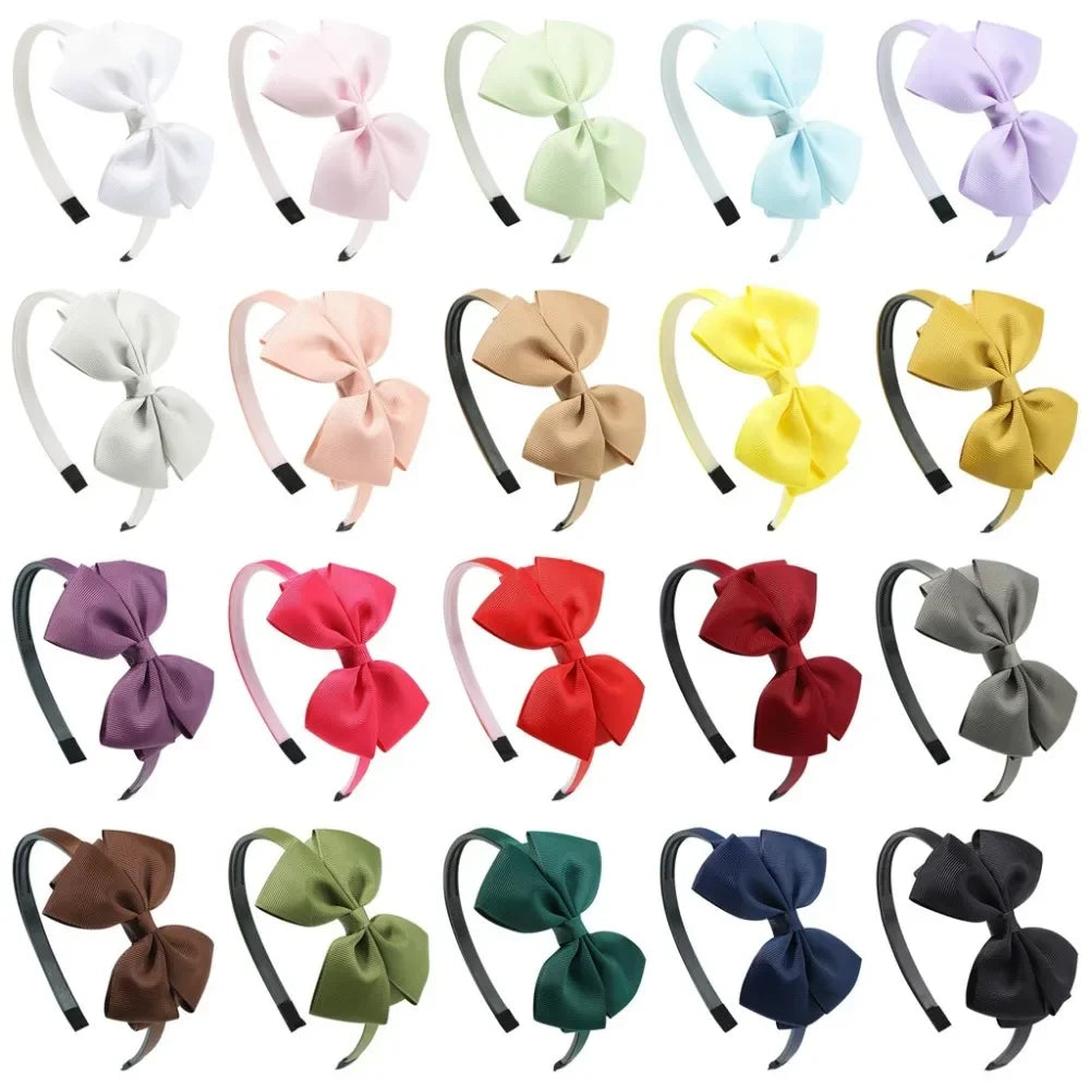 Kids Bows Ribbon Headband Hairhoop Girls Classic Fesitivel Hairbands Set Solid New Headwear Children Hair Accessories