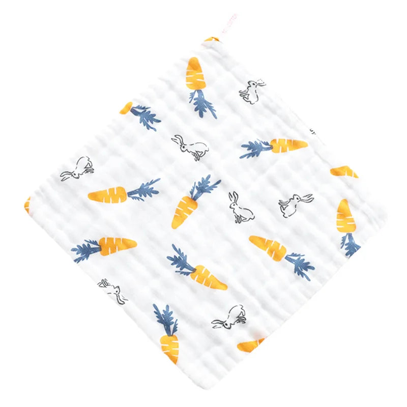 Hot New 6-Layer High-Density Cotton Muslin Baby Face Towel Cartoon Design Burp Cloth Class A Infant Washcloth Baby Accessories
