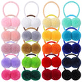 20/40pcs Double Plush Ball Elastic Hair Bands for Kids Girls Colorful Hair Ropes Ties Ponytail Rubber Bands Hair Accessories