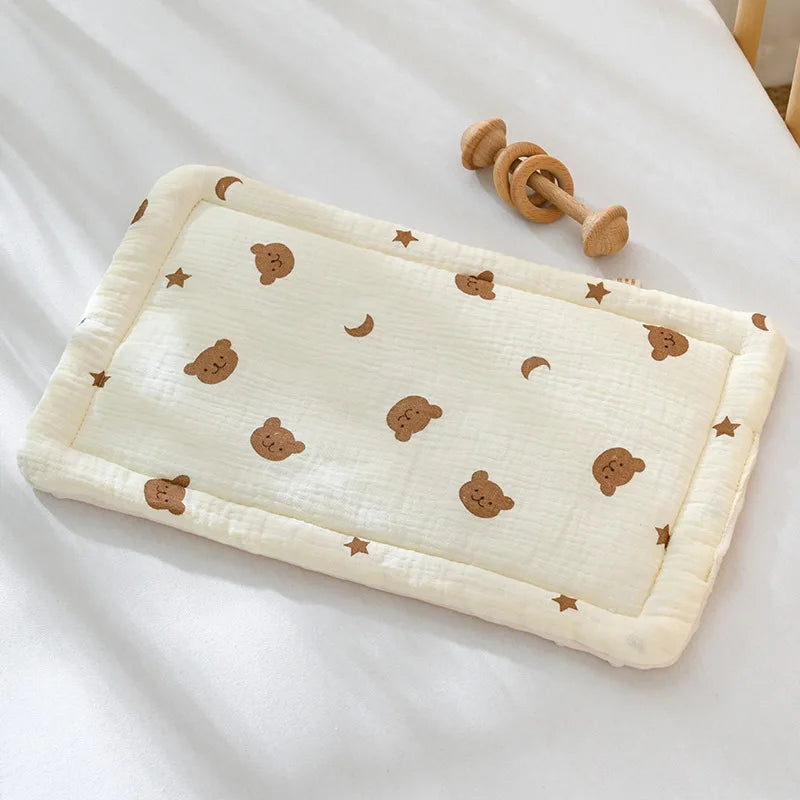 Baby Pillow For Infants 0-12 Months Velvet Bean Cushion Breathable Cotton Gauze 23x35cm