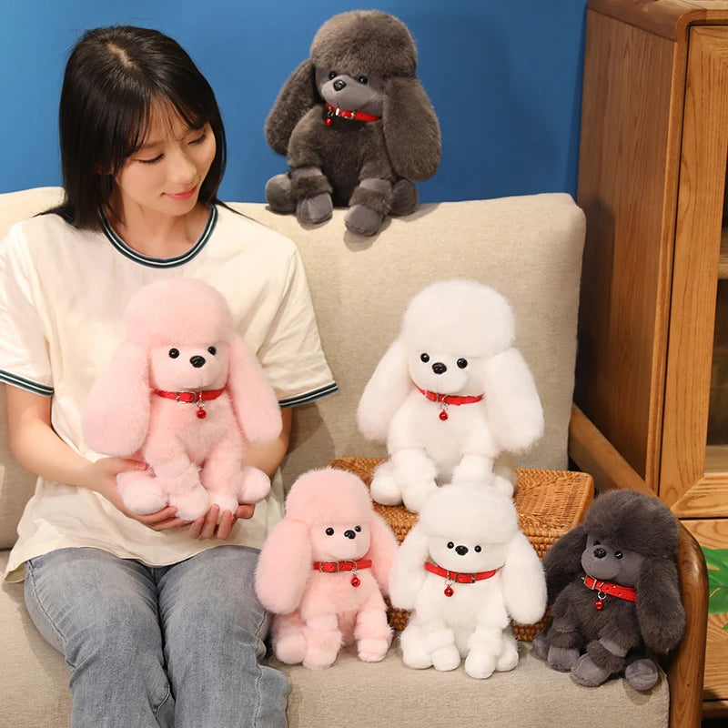 Hot Simulation Color Small Bell Poodle Plush Toys Doll Stuffed Soft Animal Fluffly Curly Hair Dog Lifelike Puppy For Kids Gifts