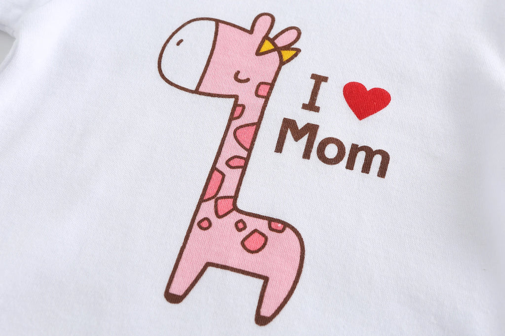 2-Pack Cute Newborn Boy Girl Bodysuits I Love Mom I Love PaPa Baby Unisex Onesies 0-24 Months Infant Clothes