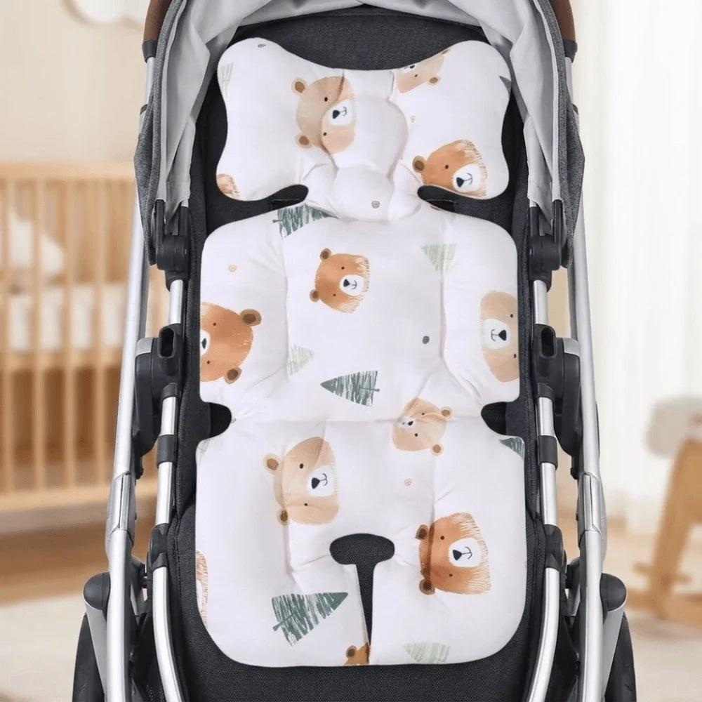 Essential Cotton Stroller Seat Cushion Soft Cartoon Pattern High Chair Liner Pad Comfortable Warm Stroller Accessories Going Out