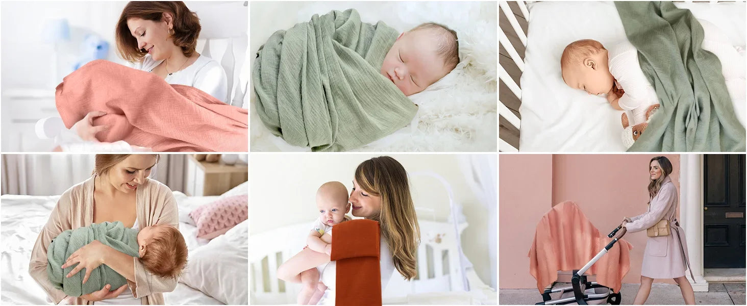 2PC Cotton Muslin Baby Swaddle Blankets Bedding Soft Receiving Blanket Newborn Baby Wrap Stroller Cover Babies Acceesories