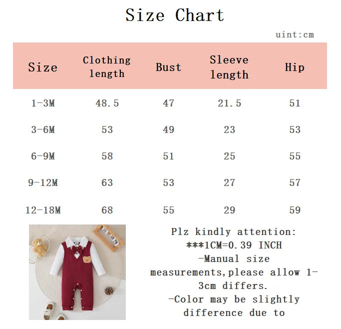 Newborn Baby boy Bodysuit lapel Bow College style Long sleeves Jumpsuit for 0-18 Months Baby Boys in Spring and Autumn Bodysuit